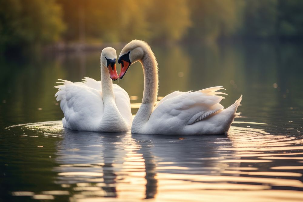 Couple swan outdoors animal nature. AI generated Image by rawpixel.