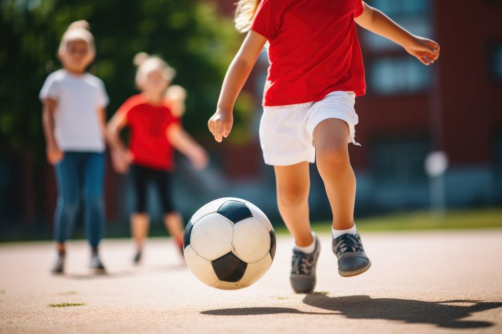 Cute children sports soccer ball. 