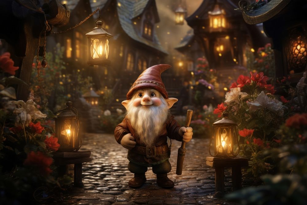 Elf dwarf christmas representation illuminated. AI generated Image by rawpixel.