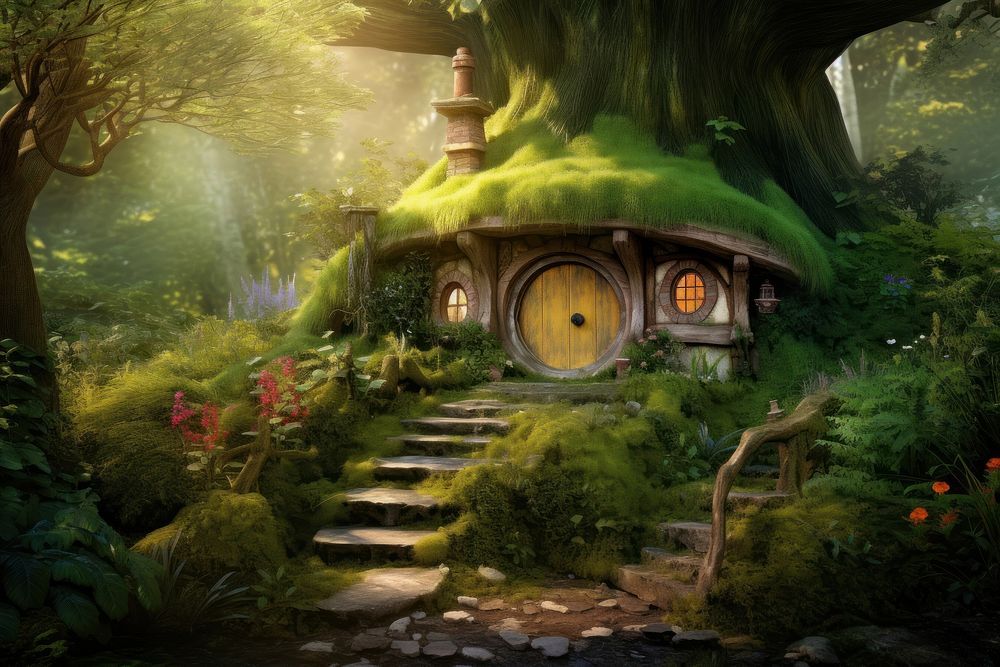 Hobbit drawf architecture building outdoors. AI generated Image by rawpixel.
