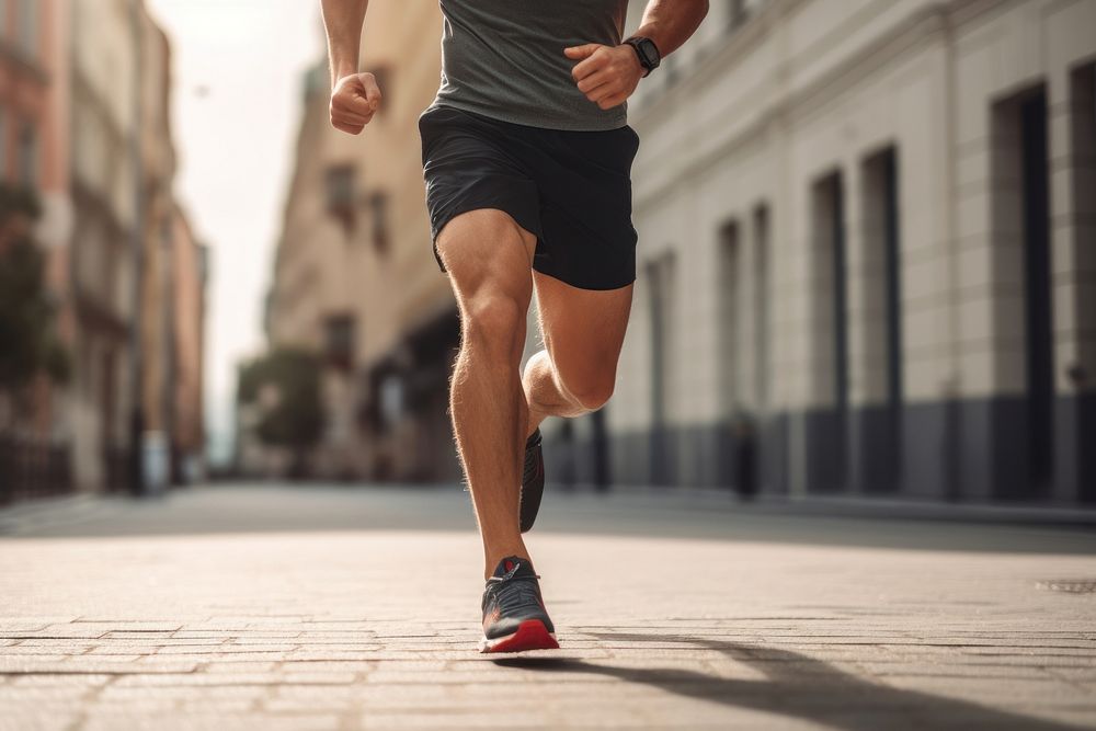 Fit man running shorts exercising. AI generated Image by rawpixel.