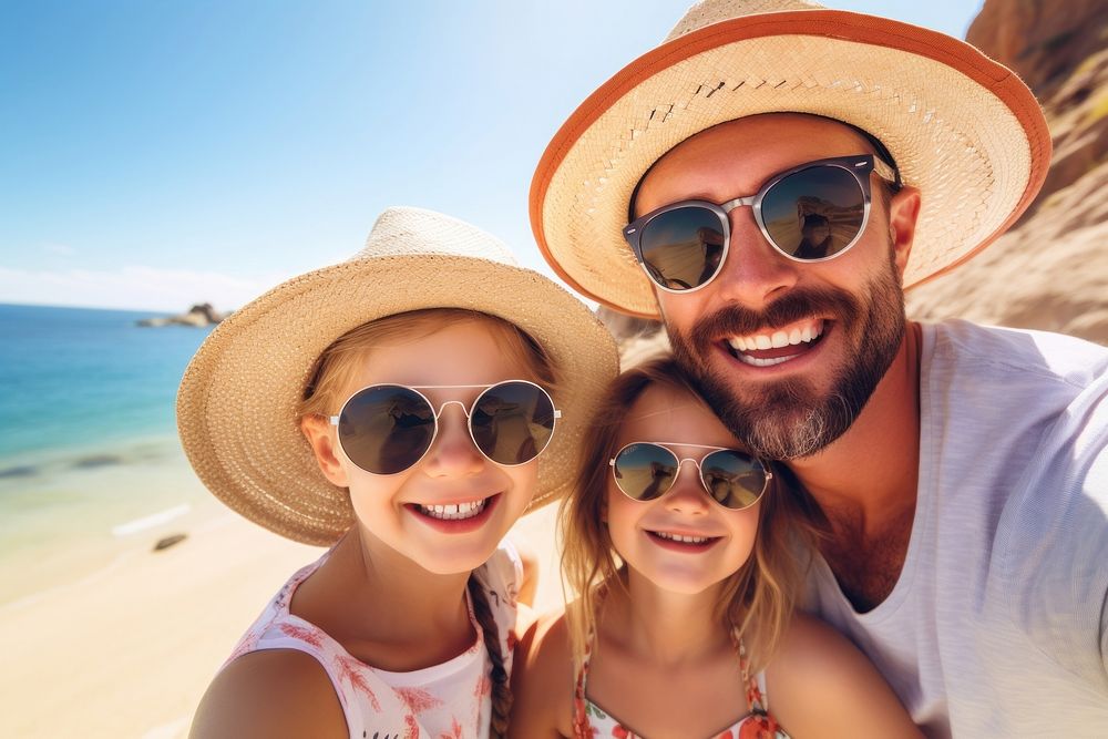 Happy family selfie sunglasses portrait. 