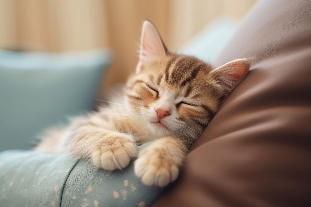 Kitten asleep kitten sleeping animal. AI generated Image by rawpixel.