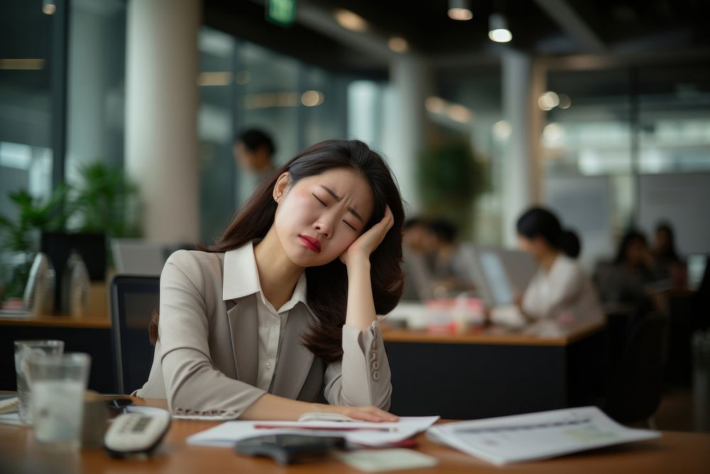 Women having a bad day worried office adult. AI generated Image by rawpixel.