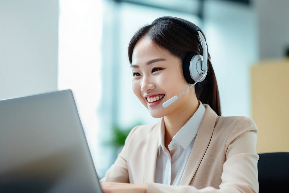 Asian women working laptop headphones | Free Photo - rawpixel