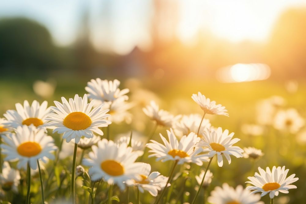 Spring daisy landscape sunlight outdoors. 