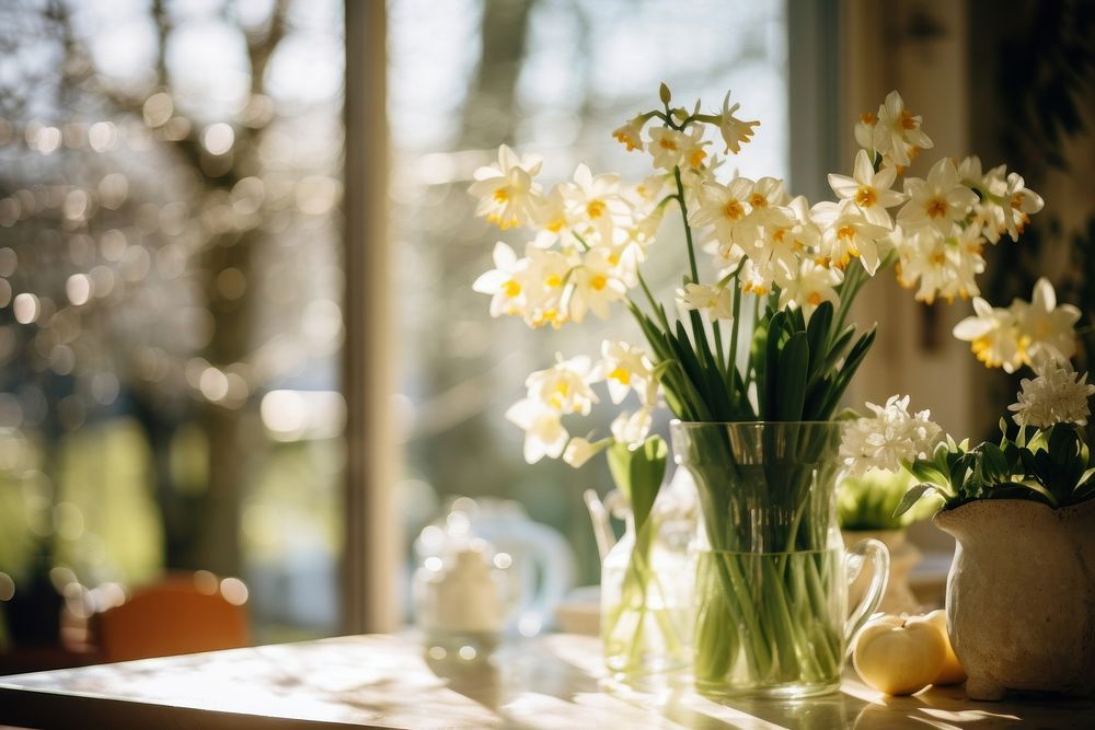 Spring time windowsill daffodil blossom. AI generated Image by rawpixel.