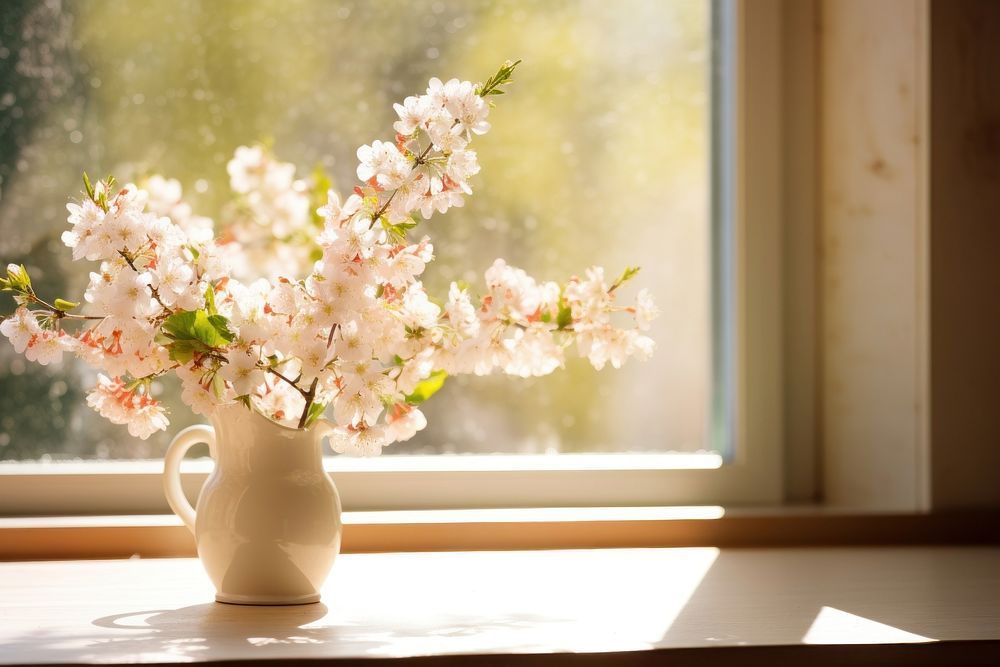 Spring time windowsill blossom flower. AI generated Image by rawpixel.