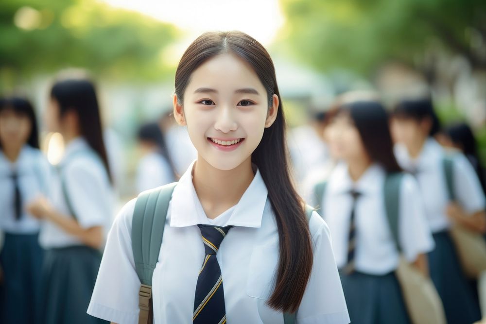 Students wear uniform school adult smile. AI generated Image by rawpixel.