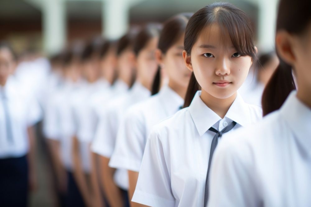 Students wear uniform school architecture accessories. AI generated Image by rawpixel.