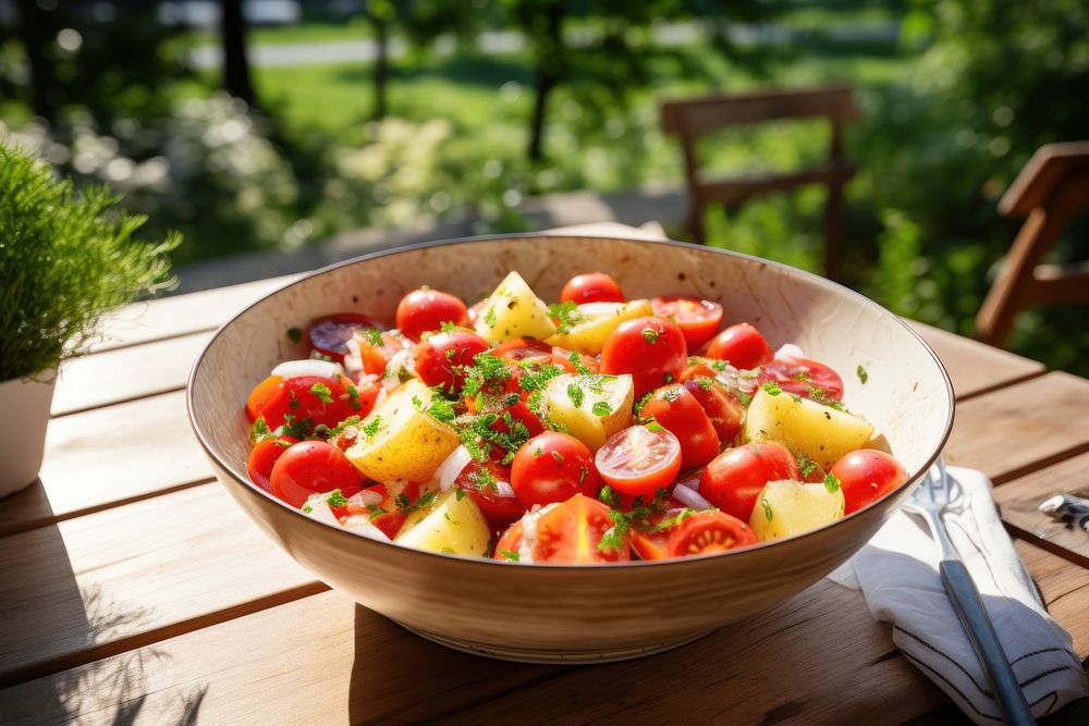 Tomato salad food meal. AI generated Image by rawpixel.