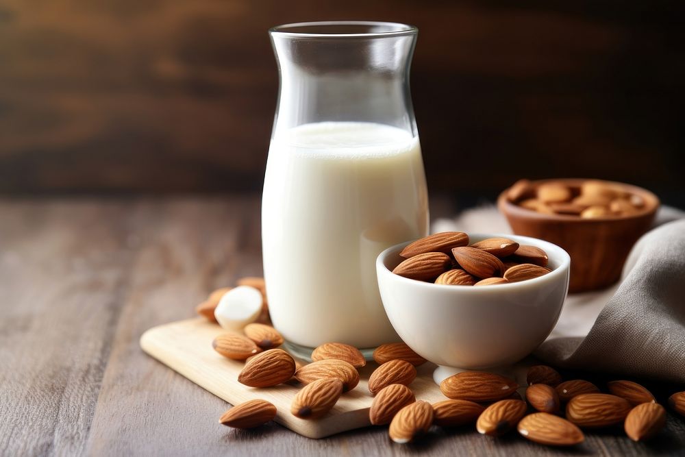 Almond milk table food. AI | Free Photo - rawpixel