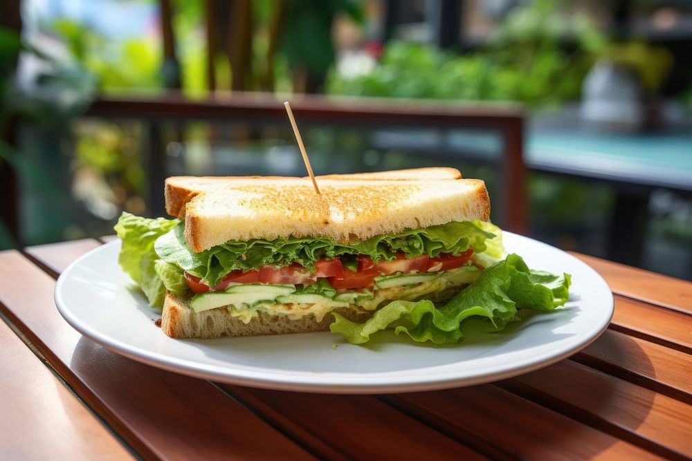 Avocado sandwich withe plate table food restaurant. AI generated Image by rawpixel.