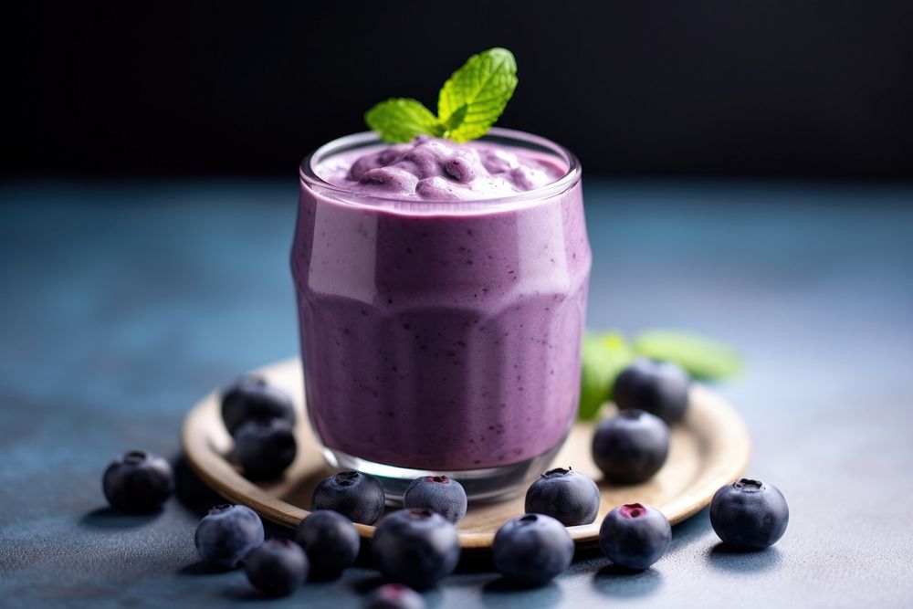 Blueberry smoothie dessert fruit drink. AI generated Image by rawpixel.