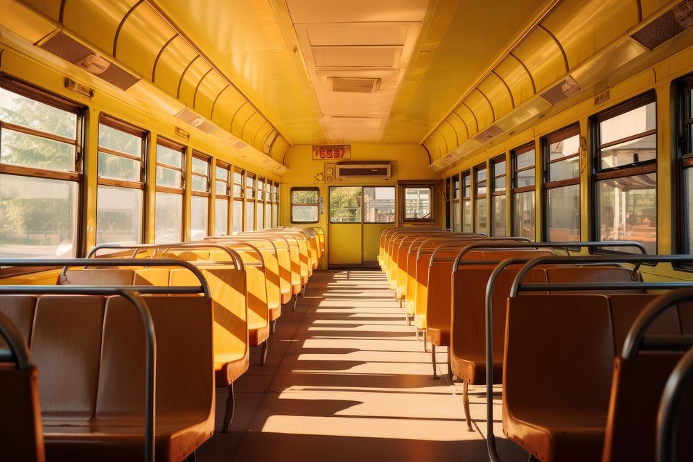 Bus school architecture vehicle transportation. AI generated Image by rawpixel.