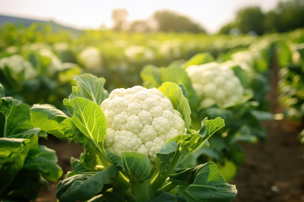 Cauliflowers agriculture vegetable outdoors. AI generated Image by rawpixel.