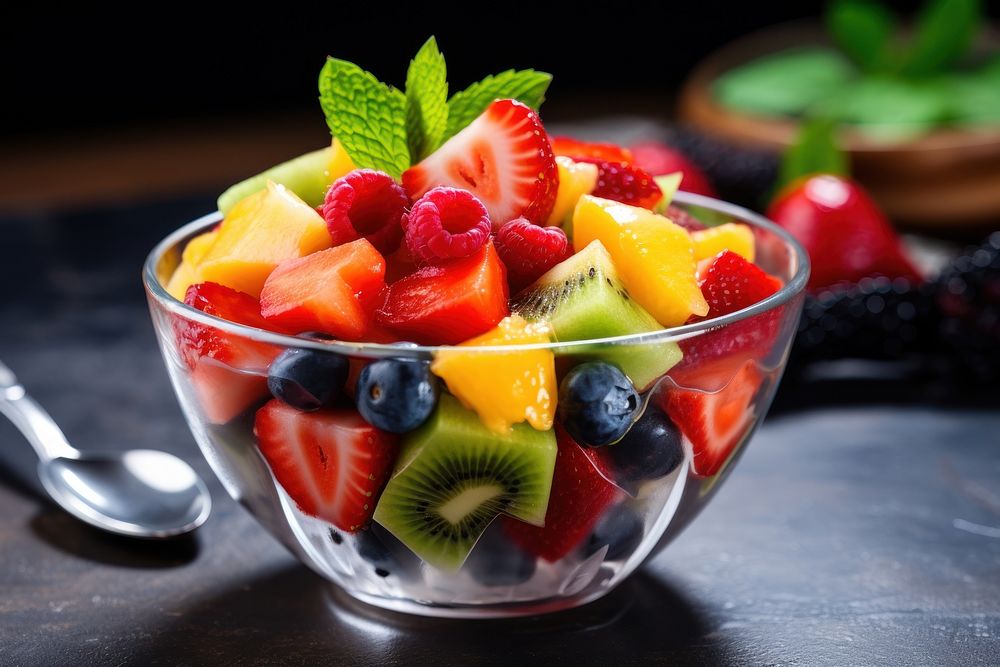 Fruit salad dessert plant food. AI generated Image by rawpixel.