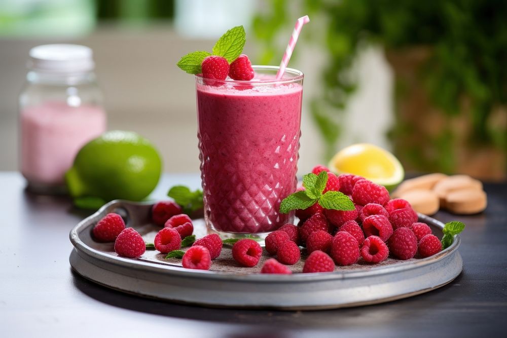 Rasberry smoothie raspberry fruit juice. AI generated Image by rawpixel.