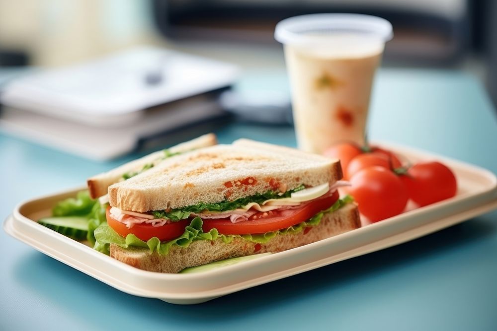 Sandwich lunch table food. AI generated Image by rawpixel.
