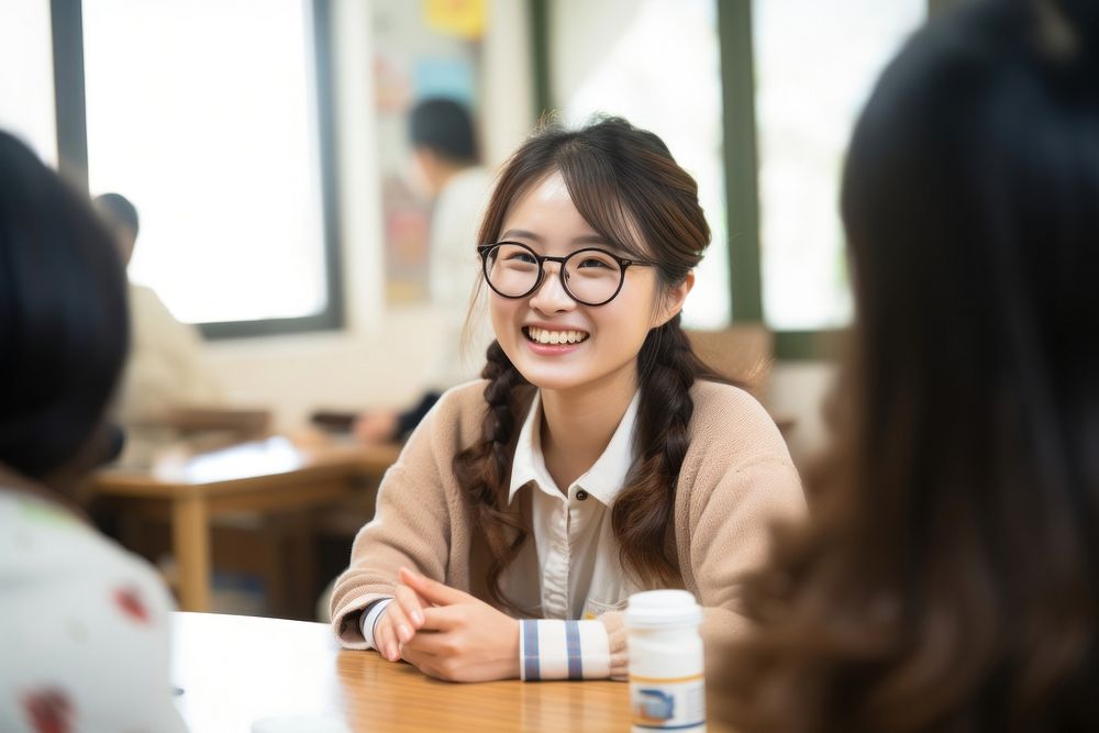 Student glasses school smile. AI generated Image by rawpixel.