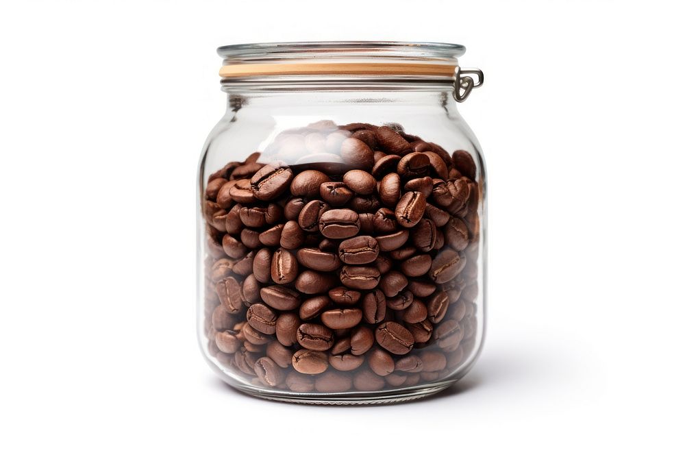 Coffee jar white background coffee beans. AI generated Image by rawpixel.