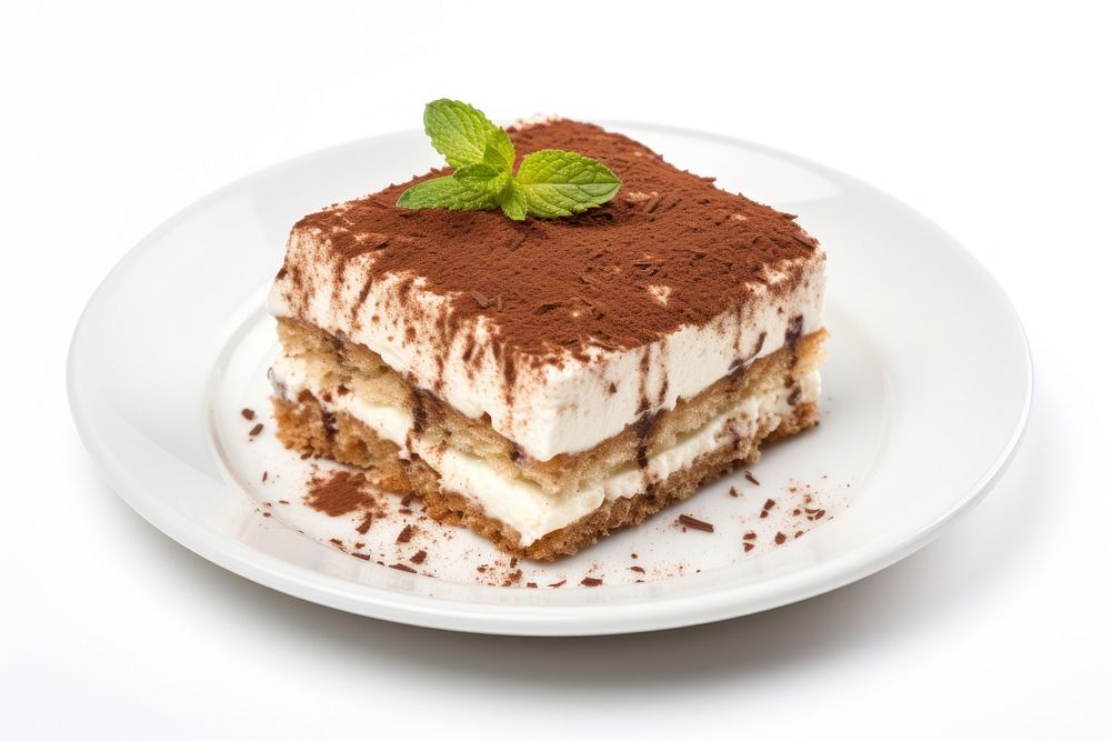 Plate cake tiramisu dessert. AI generated Image by rawpixel.