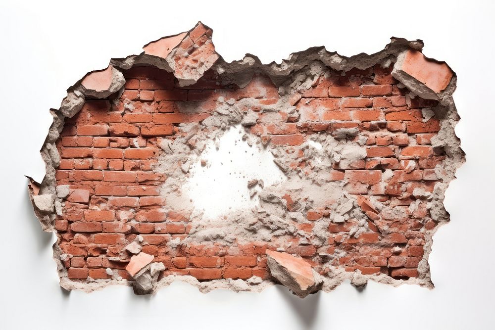 Brick wall white background deterioration architecture. AI generated Image by rawpixel.