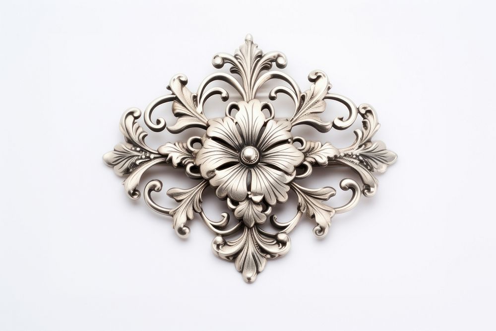 Ornament jewelry brooch silver. AI generated Image by rawpixel.