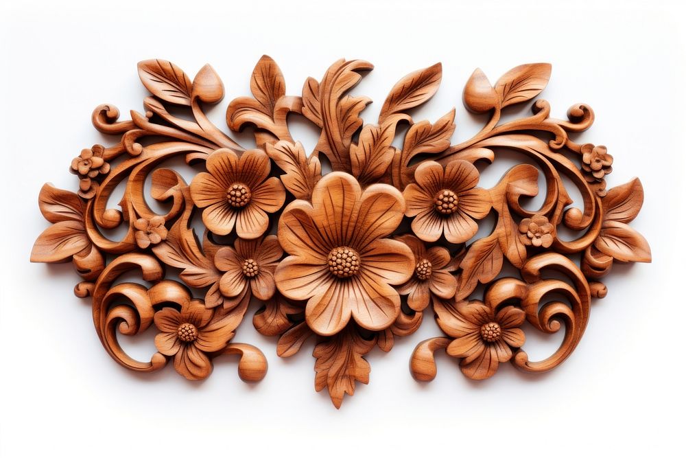 Ornament pattern brooch wood. AI generated Image by rawpixel.