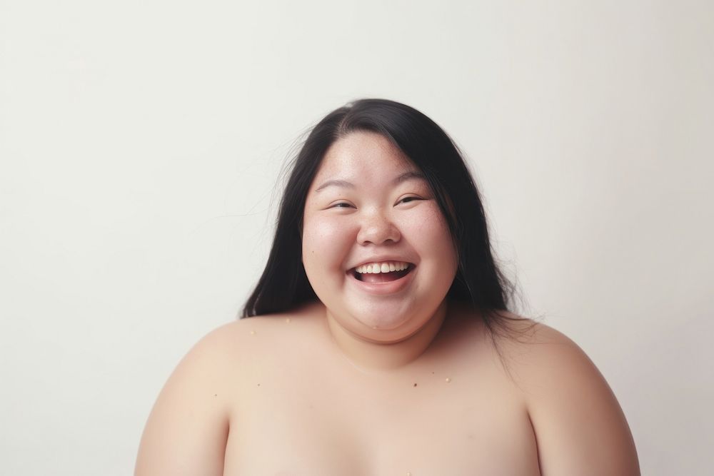 Chubby asian woman smile portrait adult. AI generated Image by rawpixel.