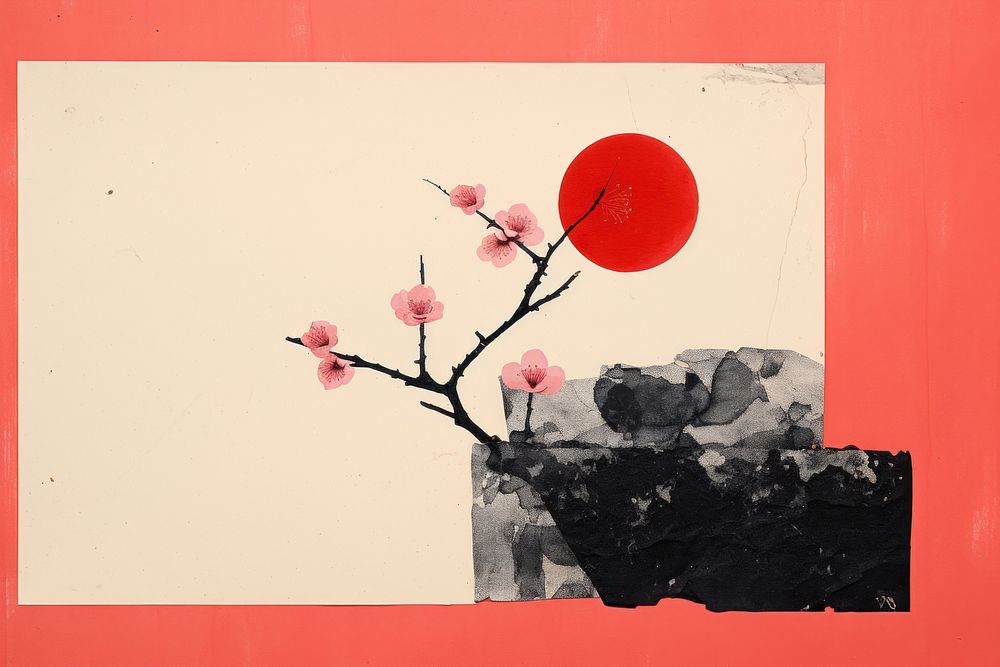 Cherry blossom flower art painting plant. AI generated Image by rawpixel.