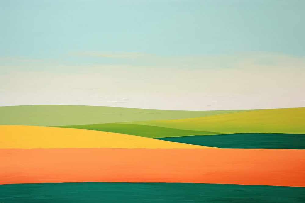 Empty grassland landscape outdoors painting. 