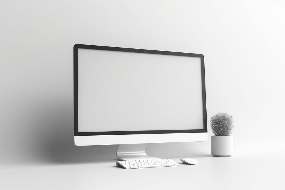 White desktop computer screen electronics television. AI generated Image by rawpixel.