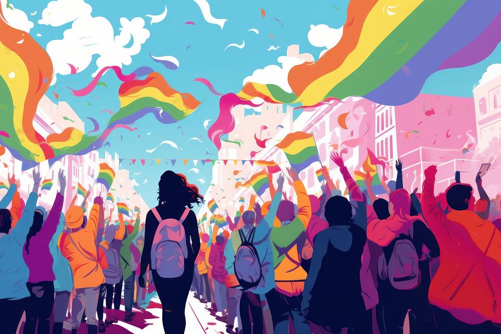 LGBTQ+ pride month parade. AI generated Image by rawpixel.