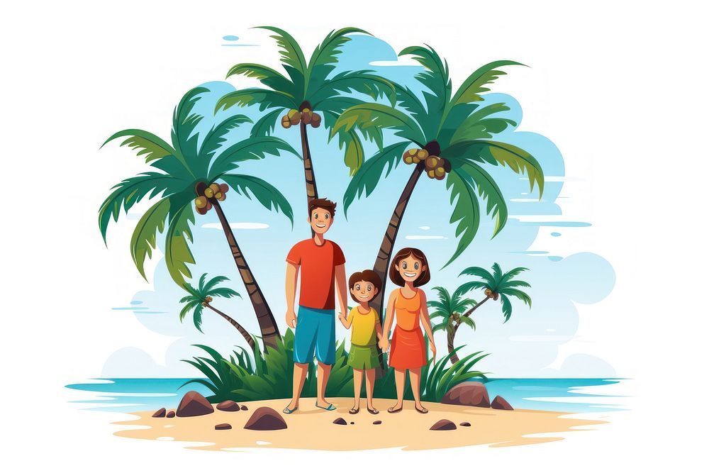 Tropical island family standing vacation outdoors tropics. AI generated Image by rawpixel.