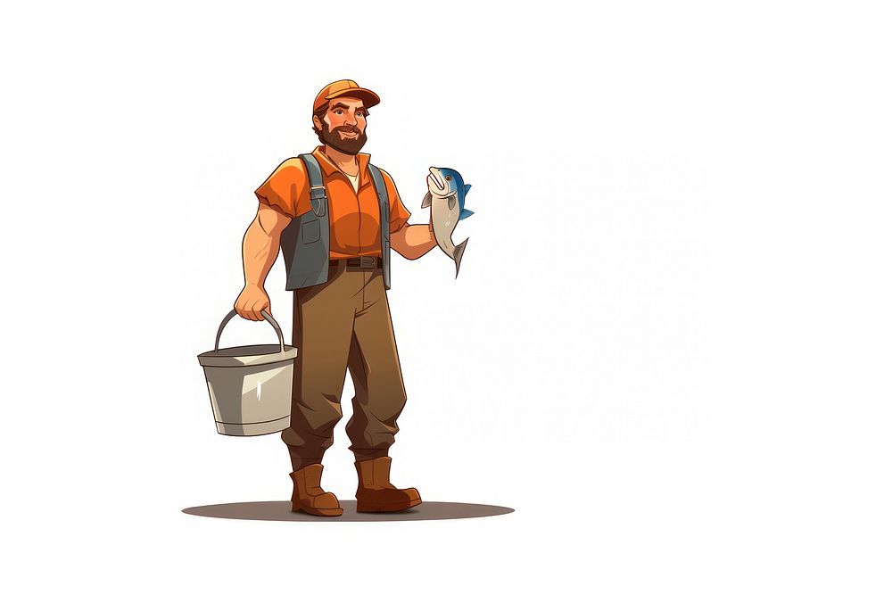 Fisherman holding bucket adult. AI generated Image by rawpixel.
