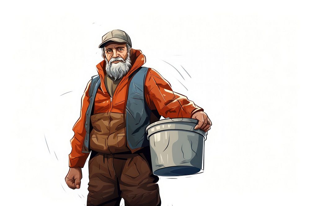 Fisherman drawing bucket adult. AI generated Image by rawpixel.