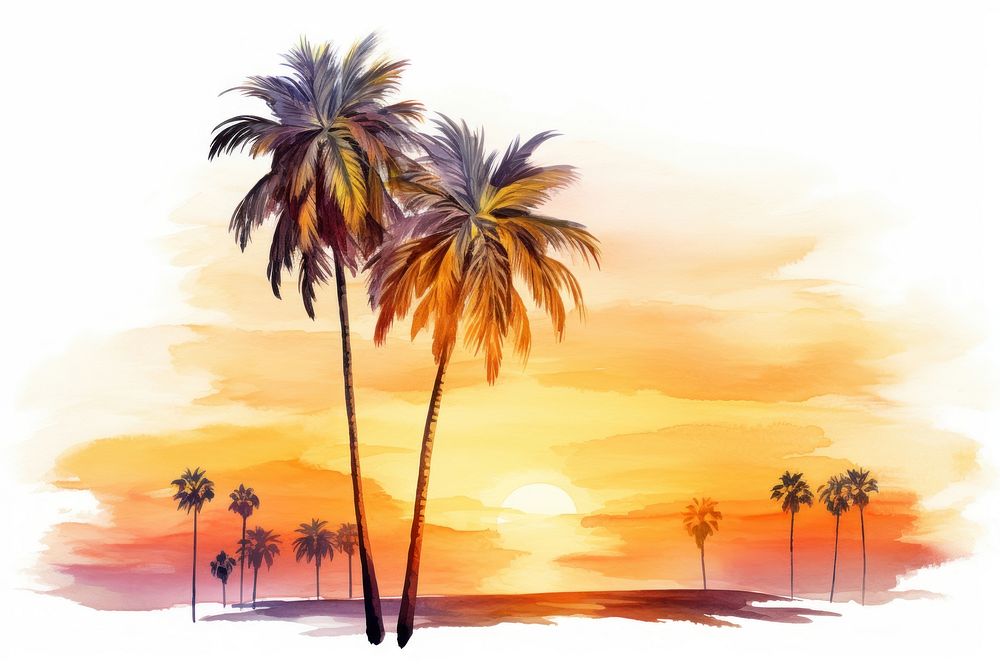 Palm tree outdoors sunset nature. AI generated Image by rawpixel.