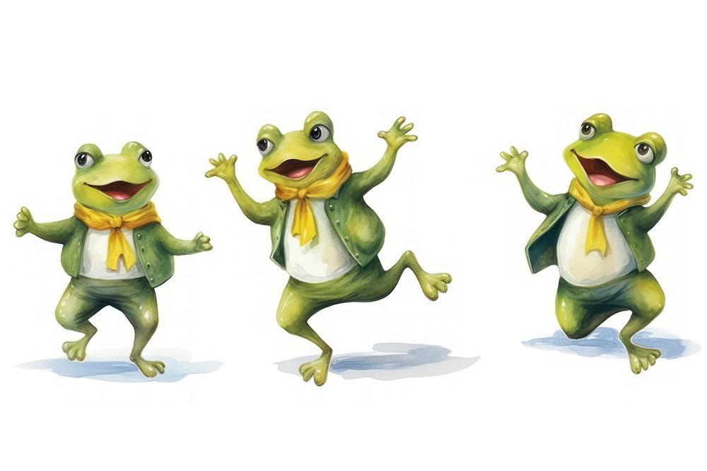 Frog dancing amphibian figurine animal. AI generated Image by rawpixel.