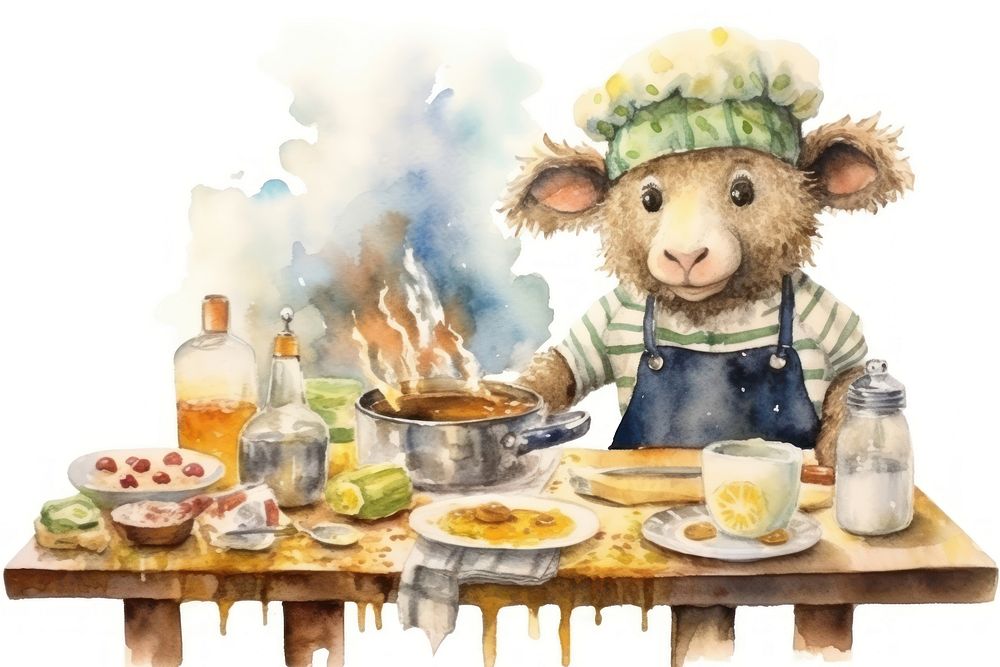 Sheep cooking plate table dish. AI generated Image by rawpixel.