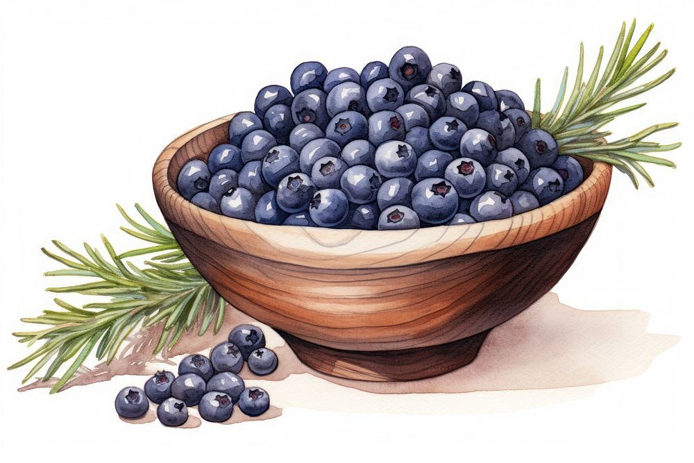 Bowl blueberry fruit plant. 