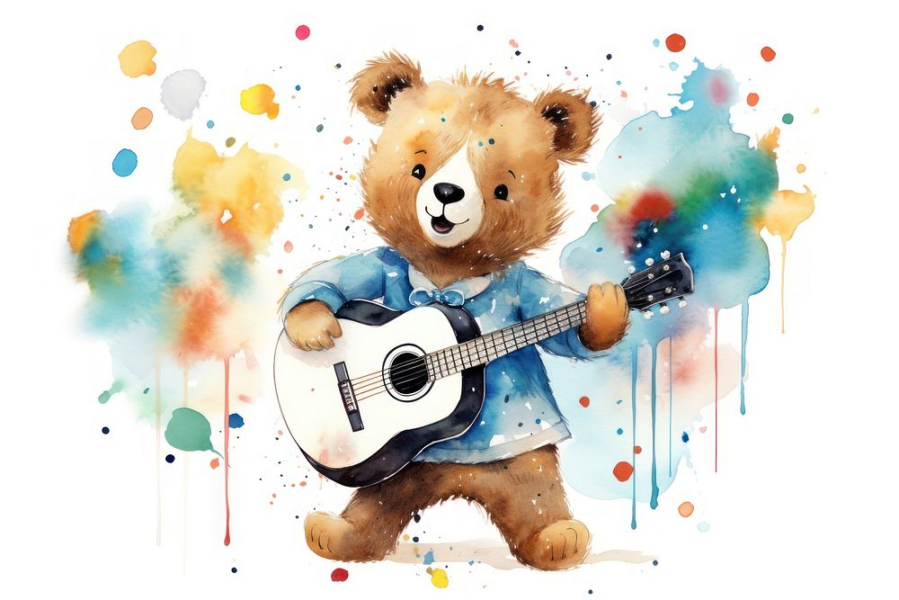 Bear singing guitar toy representation. AI generated Image by rawpixel.