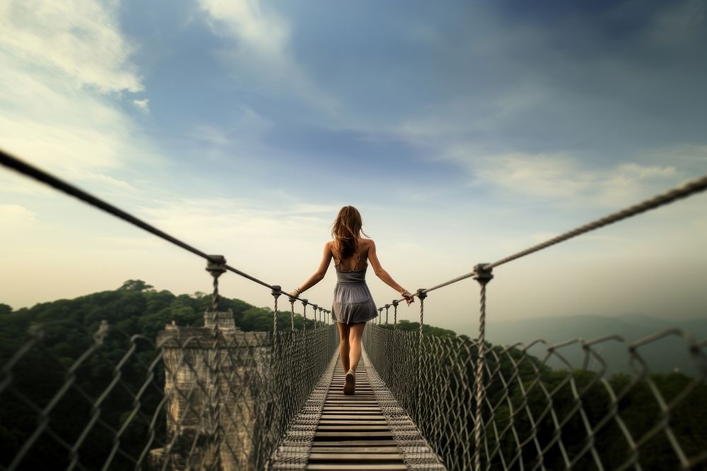 Bridge walking architecture tranquility. 