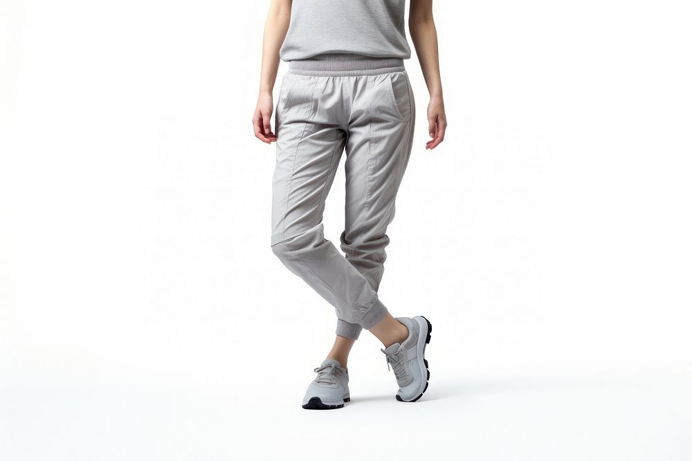 Woman jogger pants footwear shoe white background. AI generated Image by rawpixel.