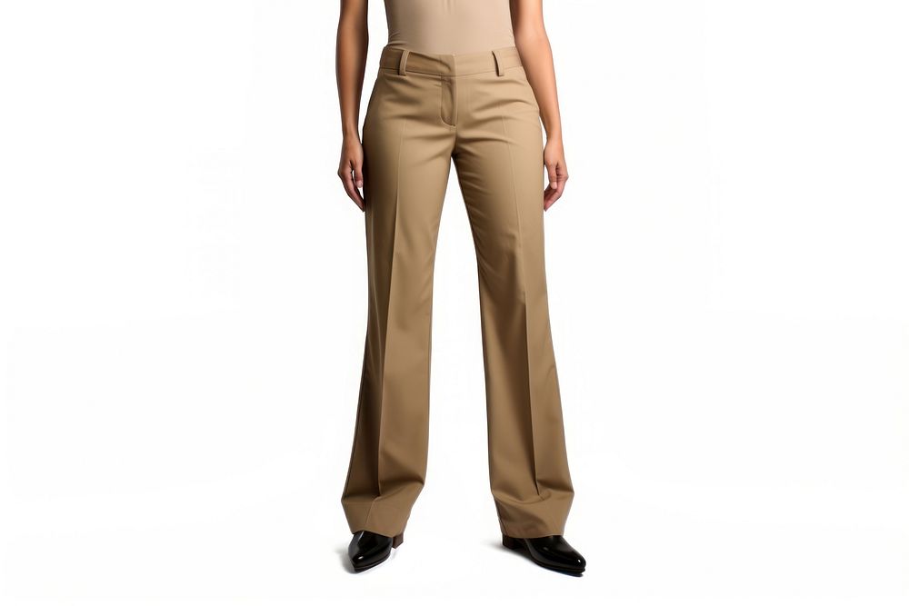 Woman khaki pants white background midsection trousers. AI generated Image by rawpixel.