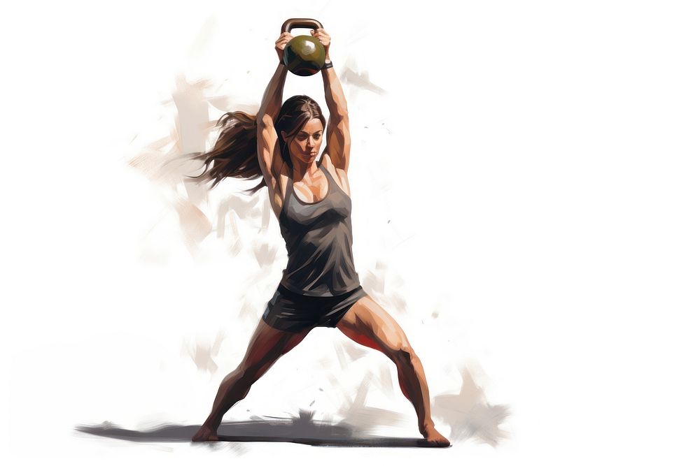 Woman swinging kettlebell sports adult ball. AI generated Image by rawpixel.