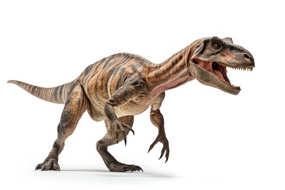 Dinosaur Velociraptor reptile animal white background. AI generated Image by rawpixel.