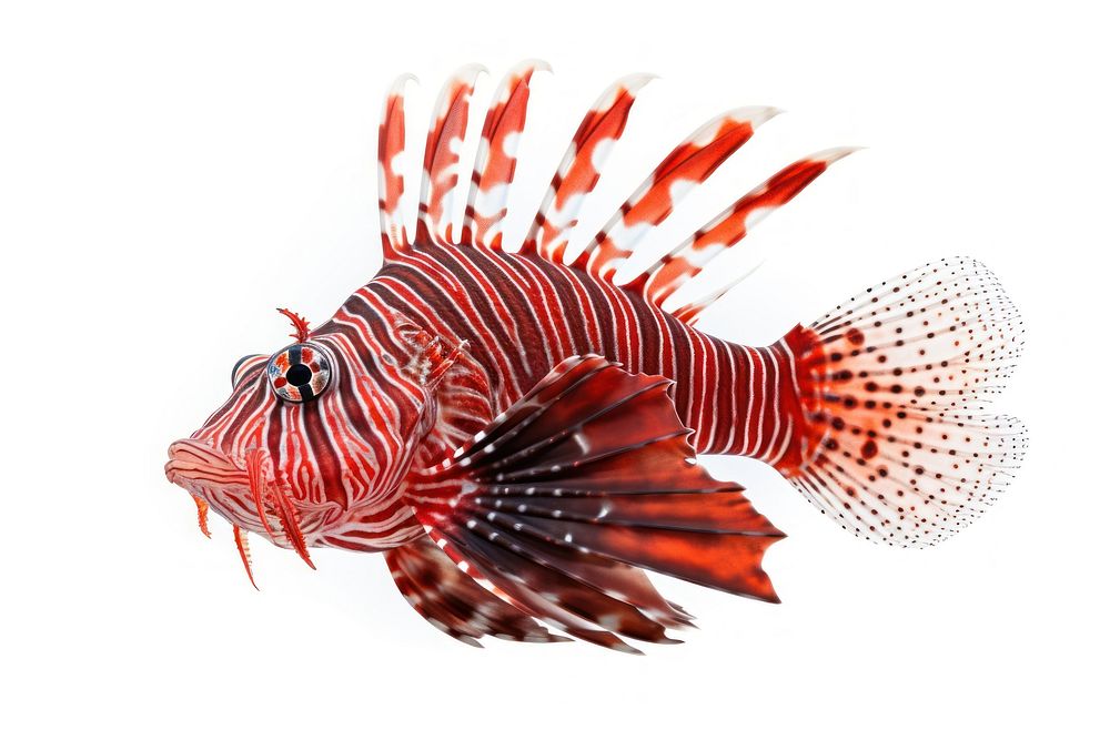 Red lionfish aquarium animal red. AI generated Image by rawpixel.