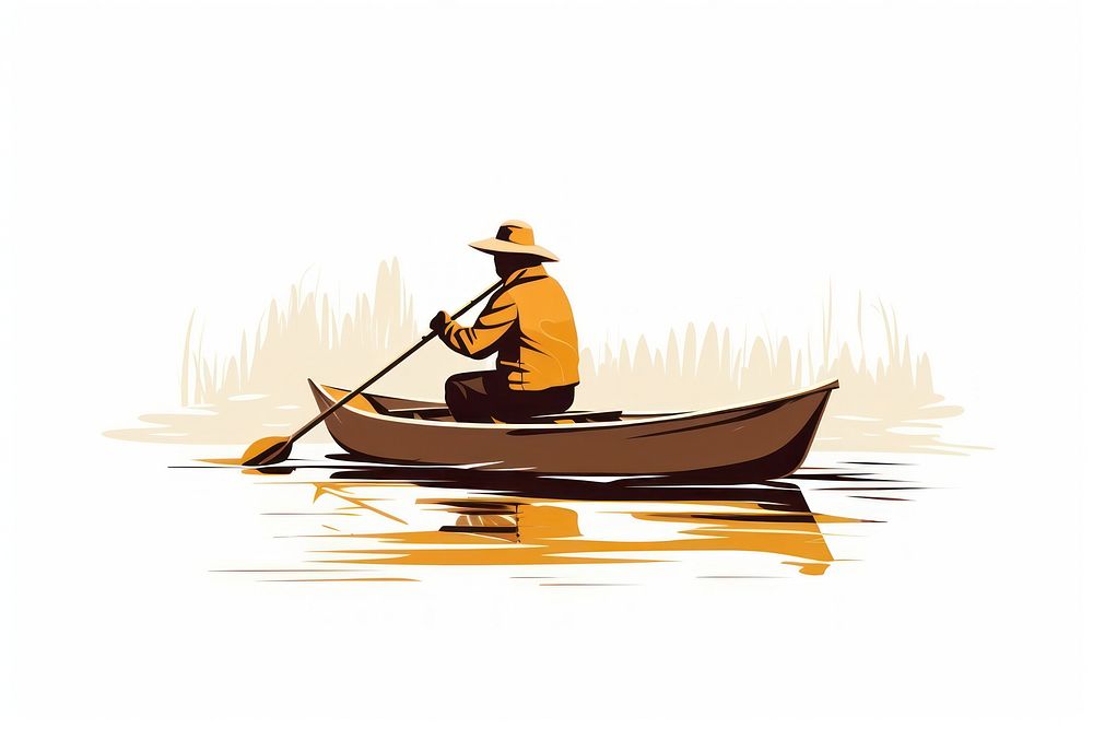 Fisher canoeing vehicle rowboat. AI generated Image by rawpixel.