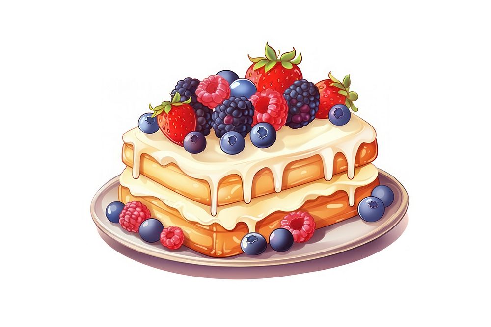 Vanilla cake blueberry dessert fruit. AI generated Image by rawpixel.